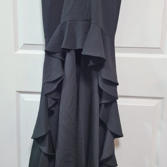 XSCAPE High-Low Ruffled V-Neck Flounce Dress Gown/ - Picture 6 of 11